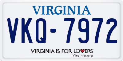 VA license plate VKQ7972