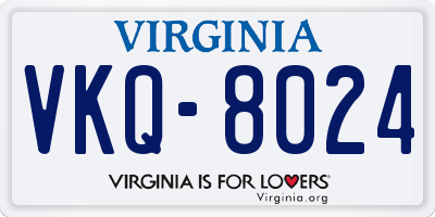VA license plate VKQ8024