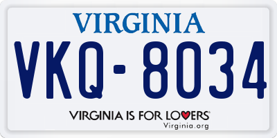 VA license plate VKQ8034