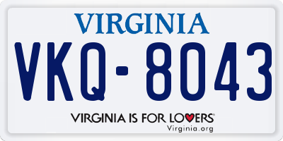 VA license plate VKQ8043