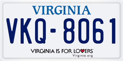 VA license plate VKQ8061