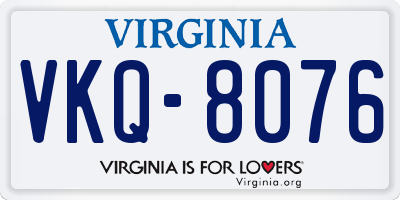 VA license plate VKQ8076