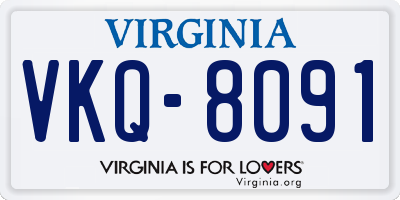 VA license plate VKQ8091