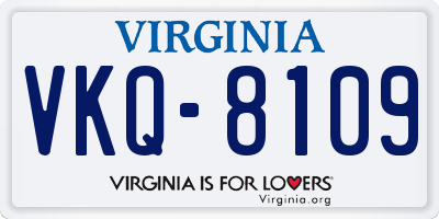 VA license plate VKQ8109