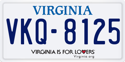 VA license plate VKQ8125