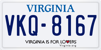 VA license plate VKQ8167