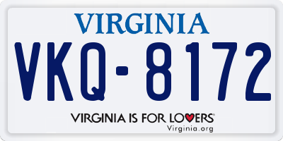 VA license plate VKQ8172