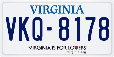 VA license plate VKQ8178