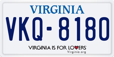 VA license plate VKQ8180