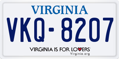 VA license plate VKQ8207