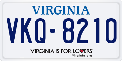 VA license plate VKQ8210