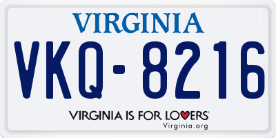 VA license plate VKQ8216