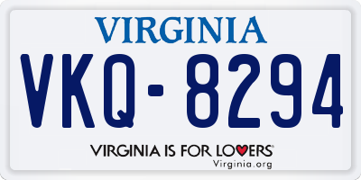 VA license plate VKQ8294