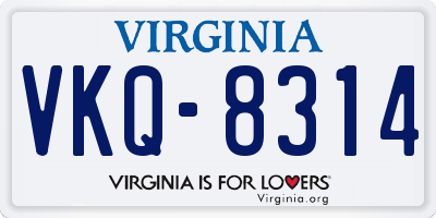 VA license plate VKQ8314