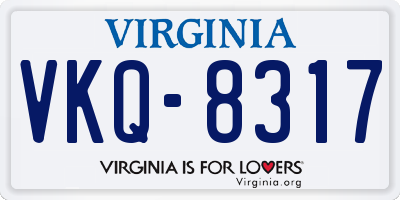 VA license plate VKQ8317