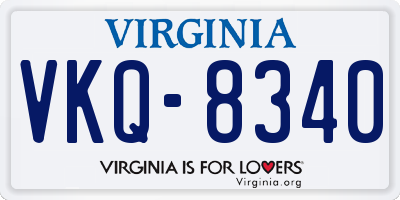 VA license plate VKQ8340