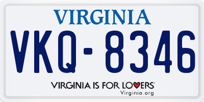 VA license plate VKQ8346