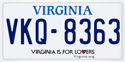 VA license plate VKQ8363