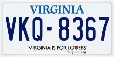VA license plate VKQ8367