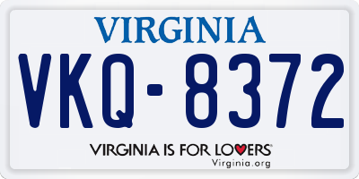 VA license plate VKQ8372