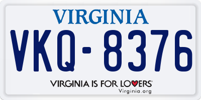 VA license plate VKQ8376