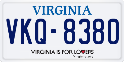VA license plate VKQ8380