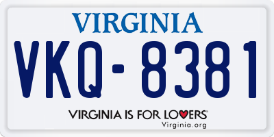 VA license plate VKQ8381