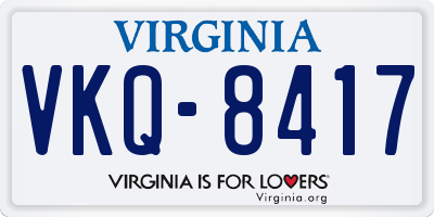 VA license plate VKQ8417