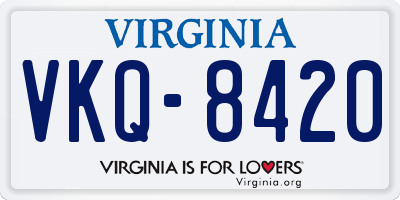 VA license plate VKQ8420