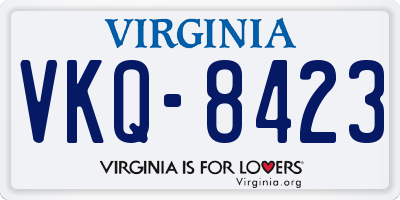 VA license plate VKQ8423