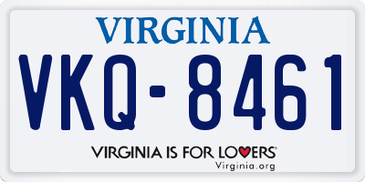 VA license plate VKQ8461