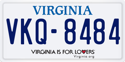 VA license plate VKQ8484