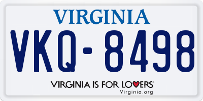 VA license plate VKQ8498