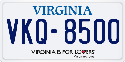 VA license plate VKQ8500