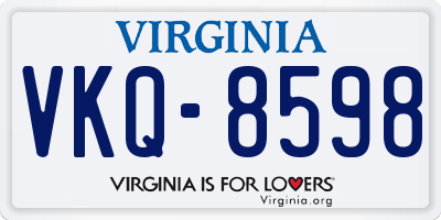 VA license plate VKQ8598