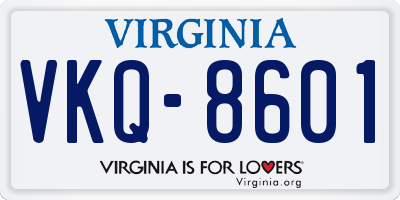 VA license plate VKQ8601