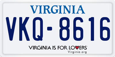 VA license plate VKQ8616