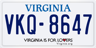 VA license plate VKQ8647