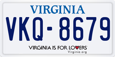VA license plate VKQ8679