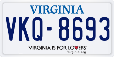 VA license plate VKQ8693