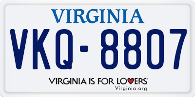 VA license plate VKQ8807