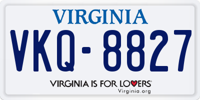 VA license plate VKQ8827