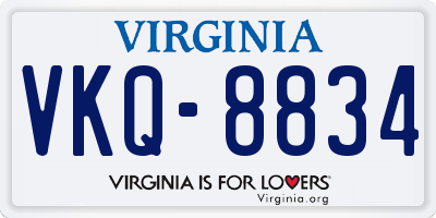 VA license plate VKQ8834