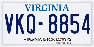 VA license plate VKQ8854