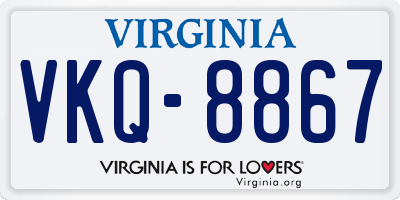 VA license plate VKQ8867
