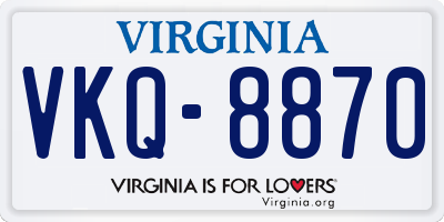 VA license plate VKQ8870