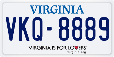 VA license plate VKQ8889