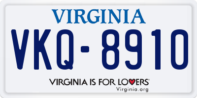 VA license plate VKQ8910