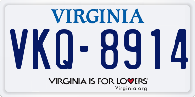 VA license plate VKQ8914