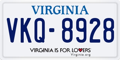 VA license plate VKQ8928